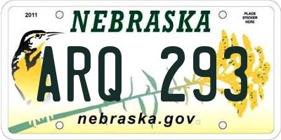 NE license plate ARQ293
