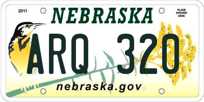 NE license plate ARQ320