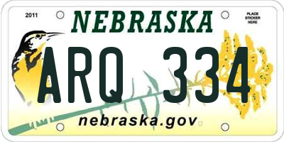 NE license plate ARQ334