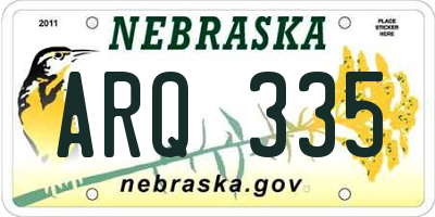 NE license plate ARQ335