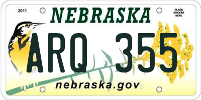 NE license plate ARQ355