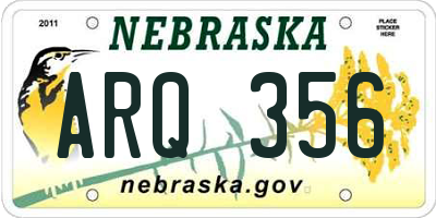 NE license plate ARQ356
