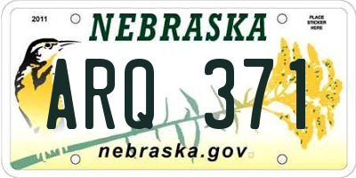 NE license plate ARQ371