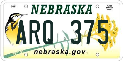 NE license plate ARQ375