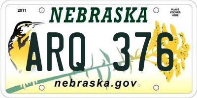 NE license plate ARQ376