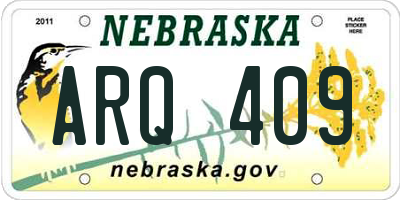 NE license plate ARQ409
