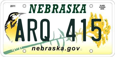 NE license plate ARQ415