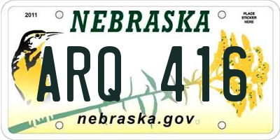 NE license plate ARQ416