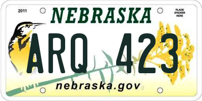 NE license plate ARQ423