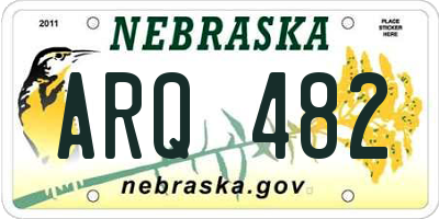 NE license plate ARQ482