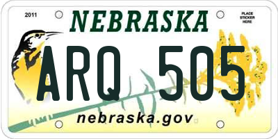 NE license plate ARQ505