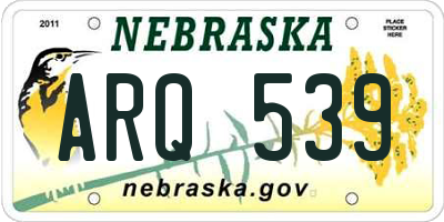 NE license plate ARQ539