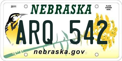 NE license plate ARQ542