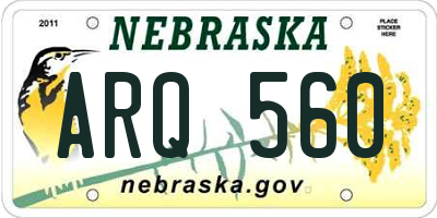 NE license plate ARQ560