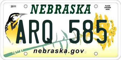 NE license plate ARQ585