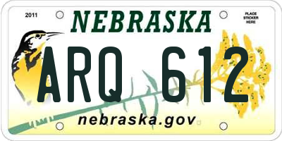 NE license plate ARQ612