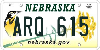NE license plate ARQ615