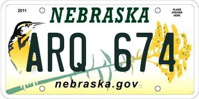 NE license plate ARQ674