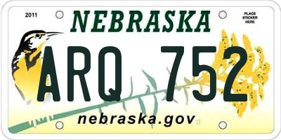 NE license plate ARQ752