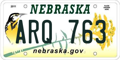 NE license plate ARQ763