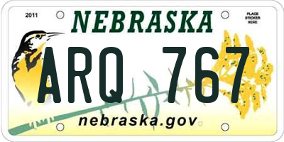 NE license plate ARQ767