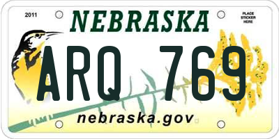 NE license plate ARQ769