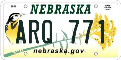 NE license plate ARQ771