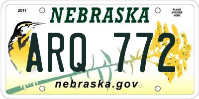 NE license plate ARQ772