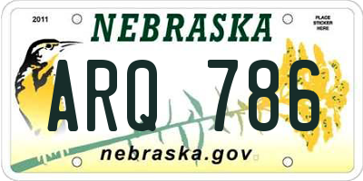 NE license plate ARQ786