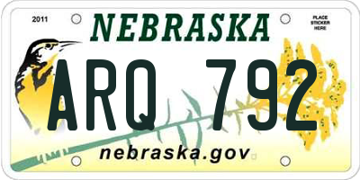 NE license plate ARQ792