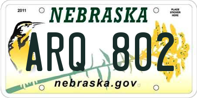 NE license plate ARQ802