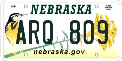 NE license plate ARQ809