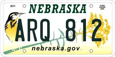 NE license plate ARQ812