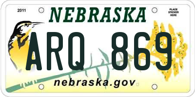 NE license plate ARQ869