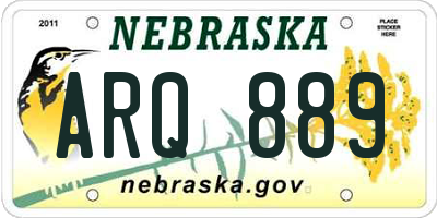 NE license plate ARQ889