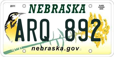 NE license plate ARQ892