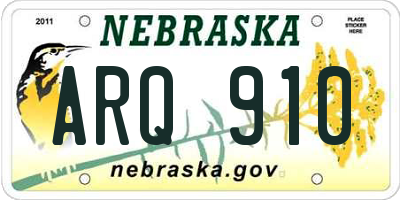 NE license plate ARQ910