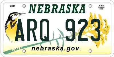 NE license plate ARQ923