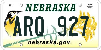 NE license plate ARQ927