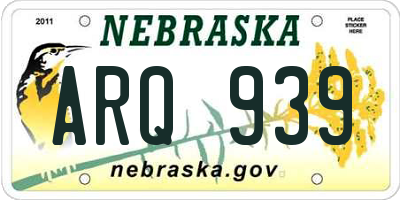 NE license plate ARQ939