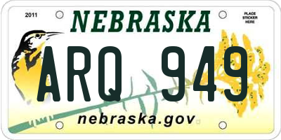 NE license plate ARQ949