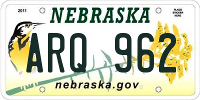 NE license plate ARQ962