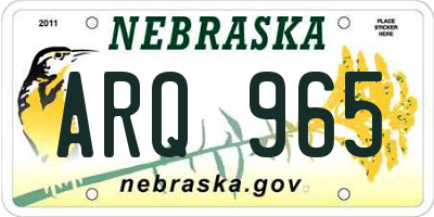 NE license plate ARQ965