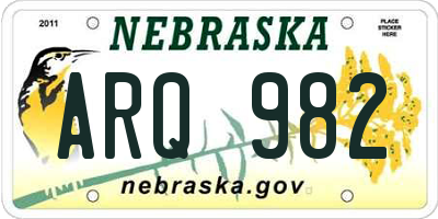 NE license plate ARQ982
