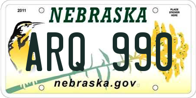 NE license plate ARQ990