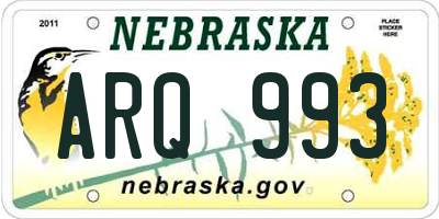 NE license plate ARQ993