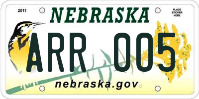 NE license plate ARR005