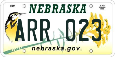 NE license plate ARR023