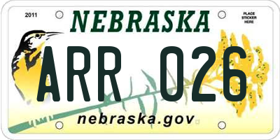 NE license plate ARR026