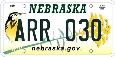 NE license plate ARR030